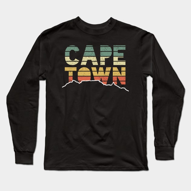 Cape Town Table Mountain South Africa Vintage Long Sleeve T-Shirt by BraaiNinja